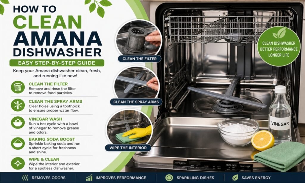 How to clean Amana dishwasher step by step